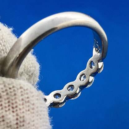 Stunning 14K White Gold Seven Diamond Anniversary Eternity Band Ring