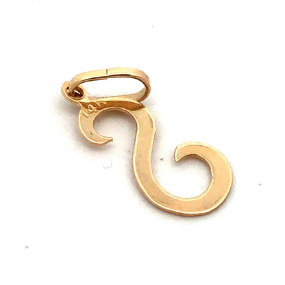 Estate 14K Yellow Gold Polished Letter Initial S Charm Pendant