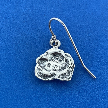 Designer 925 Sterling Silver Flower Rose Bloom Drop Dangle Earrings