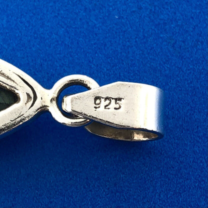 Lovely Sterling Silver 925 Iridescent Cabochon Labradorite Teardrop Pendant