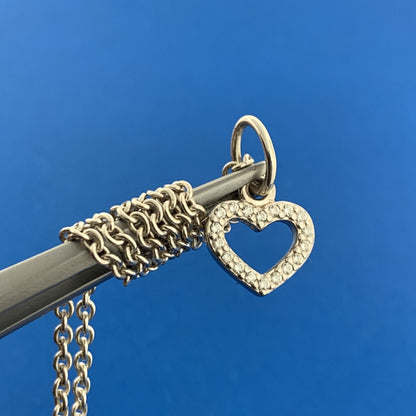 Authentic PANDORA  ALE Sterling Silver Cubic Zirconia Sparkling Heart Necklace