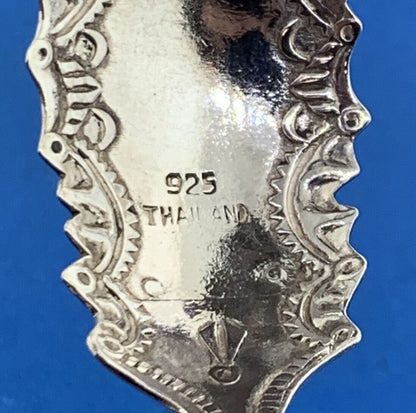 Designer 925 Sterling Silver Turquoise Coral Onyx Cocho Style Half Hoop Earrings