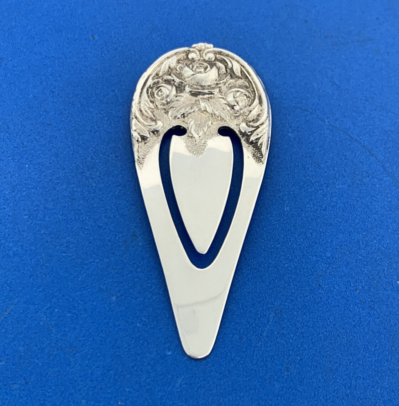 Vintage S Kirk & Sons 925 Sterling Silver Rose Repousse Pattern Book Mark