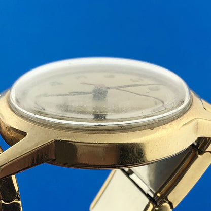 Art Deco Croton Automatic Mens 10K Yellow Gold 17j GEMEX Band Wrist Watch