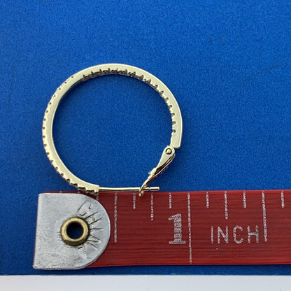 Estate Vermeil Sterling Silver 925 Sparkling CZ Double Sided Hoop Earrings