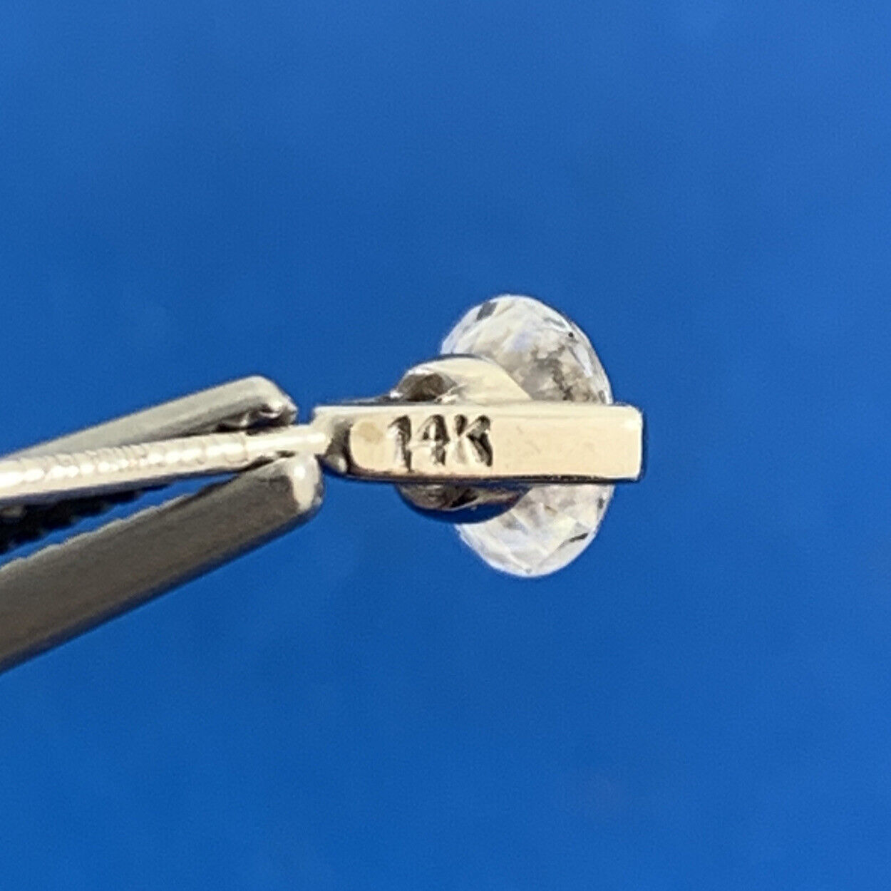 Designer 14K White Gold Cubic Zirconia CZ Solitaire Stud Earrings