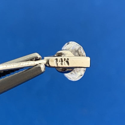 Designer 14K White Gold Cubic Zirconia CZ Solitaire Stud Earrings