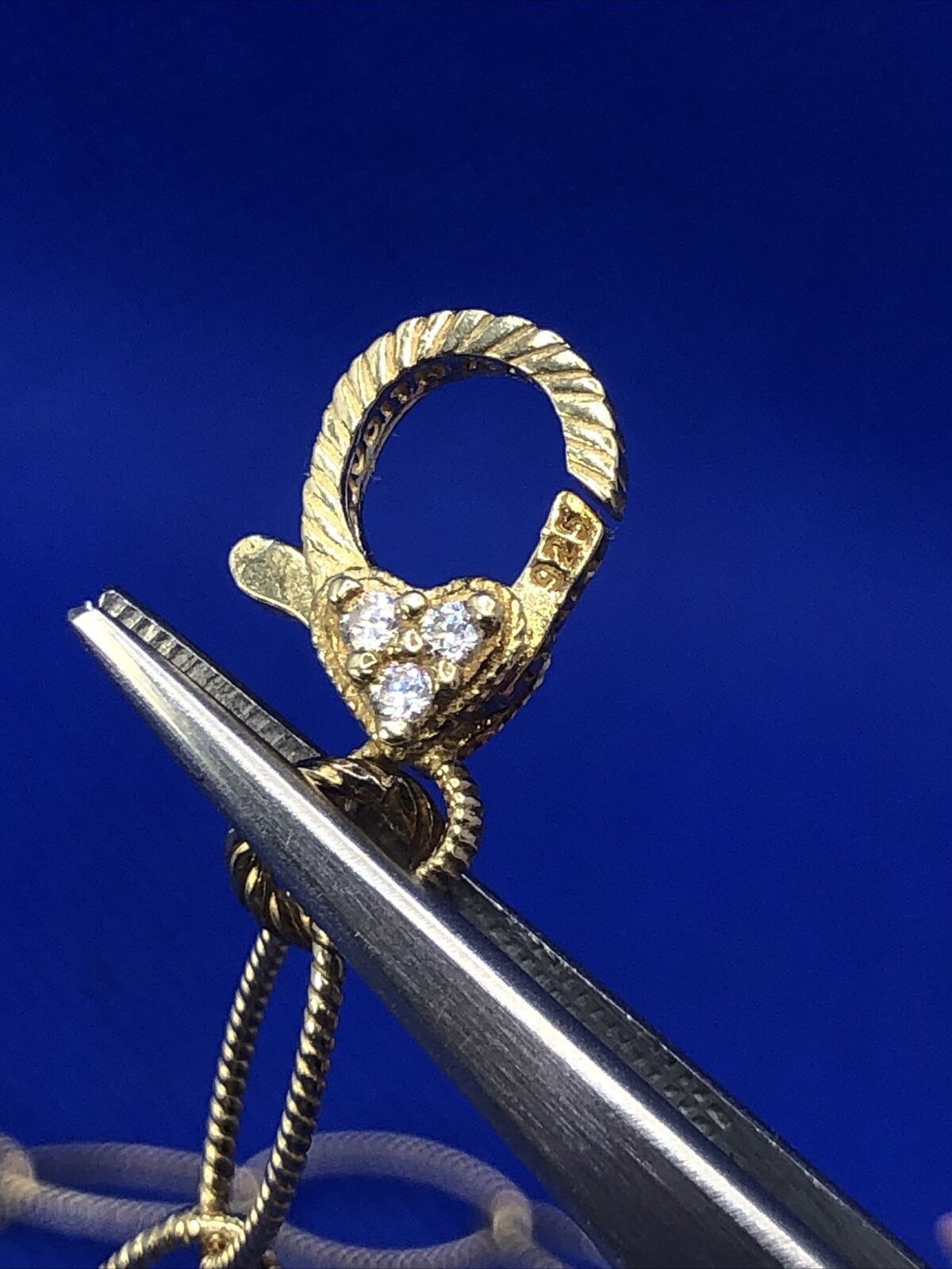 Designer Judith Ripka Vermeil 925 Sterling Silver CZ Oval Link Chain Necklace