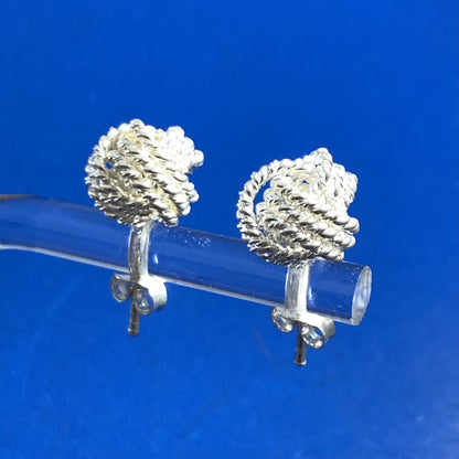 Designer 925 Sterling Silver Rope Chain Love Knot Stud Earrings