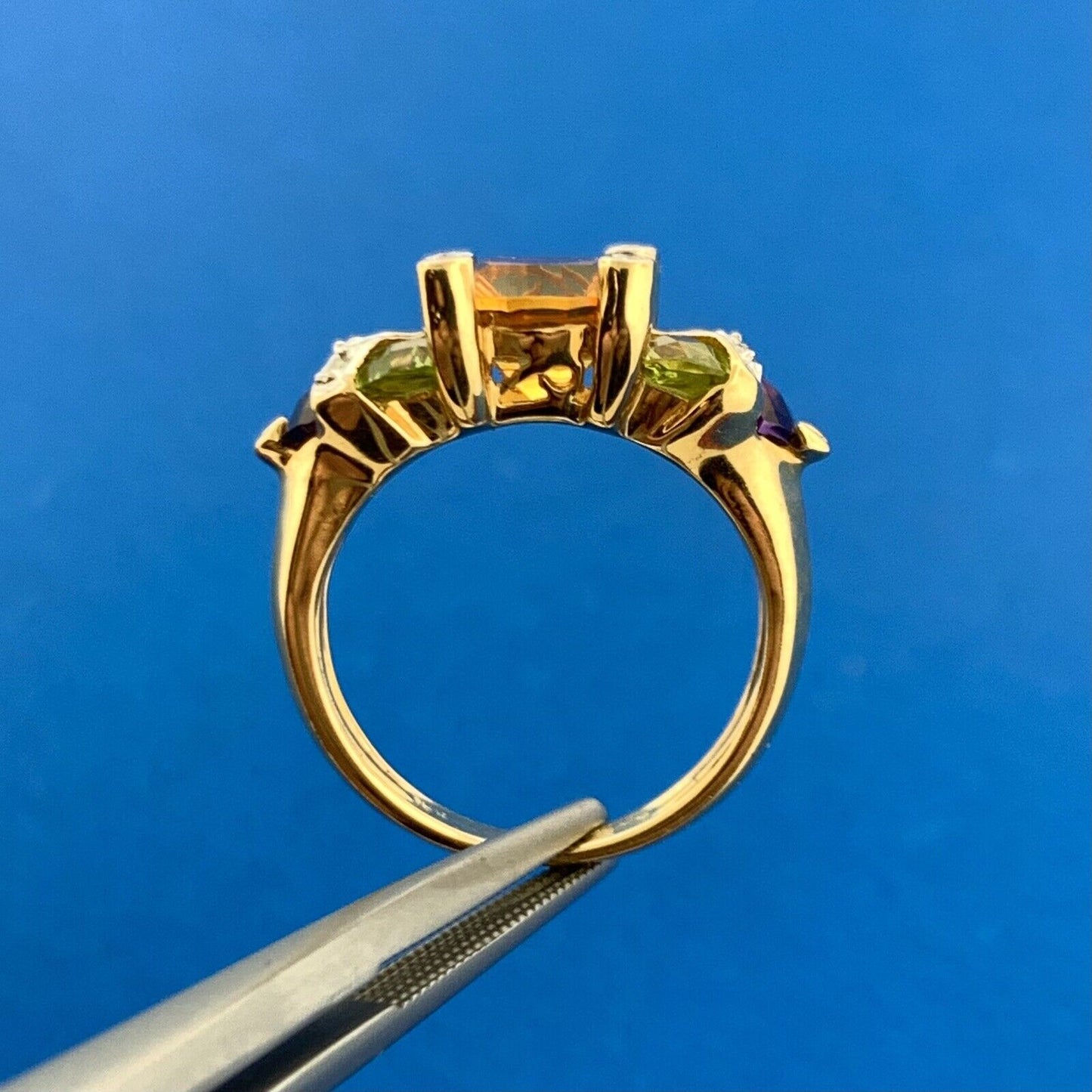 Stunning Bellarri 18K Yellow Gold Citrine Diamond Amethyst B Topaz Peridot Ring