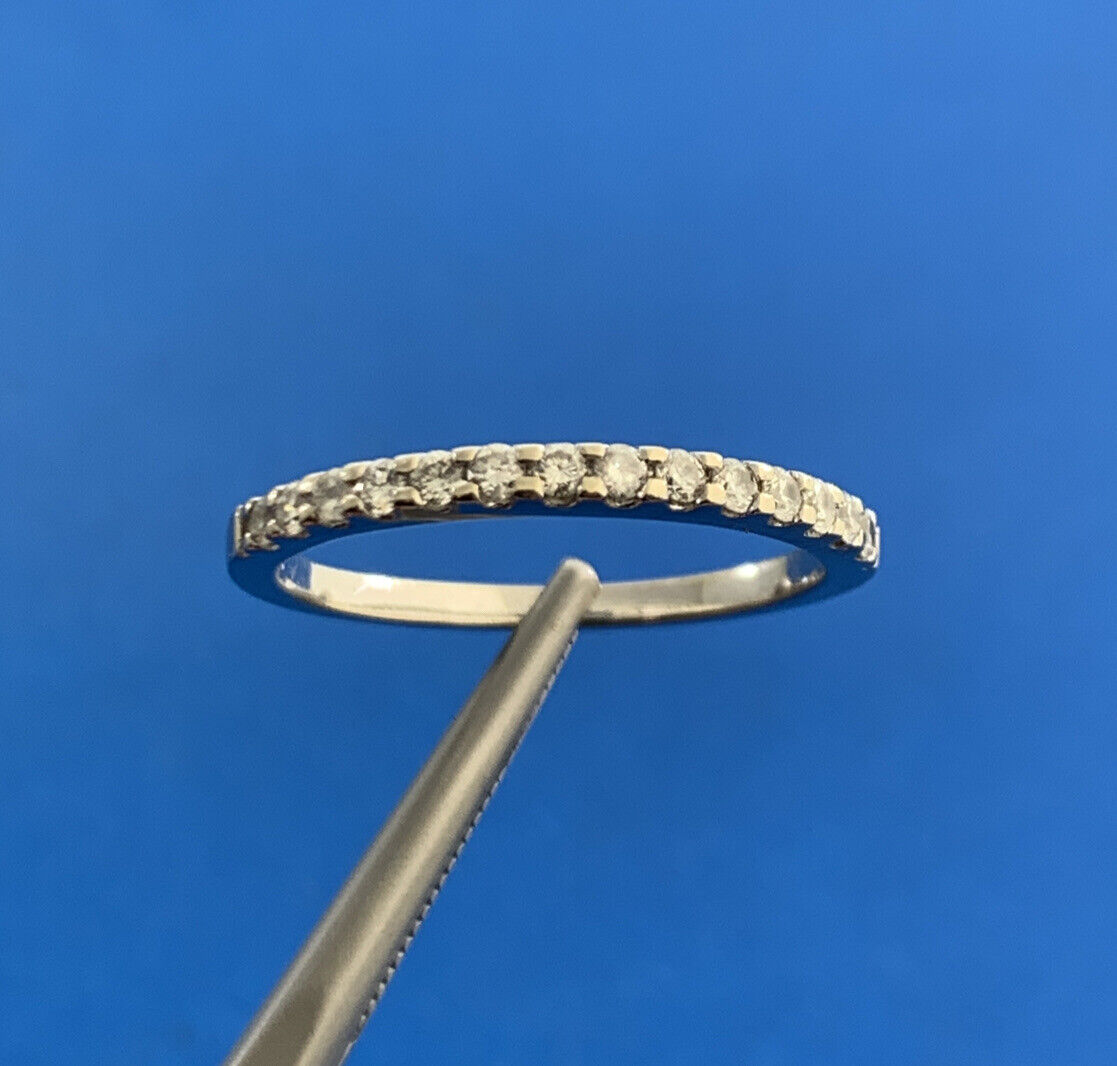 Designer 14K White Gold Diamond Wedding Anniversary Stackable Band Ring