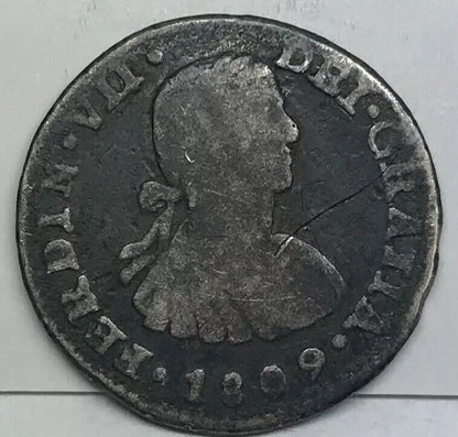 1809 Mexico Silver 1/2 Real Mexico City Ferdinand VII Pirate Treasure Coin