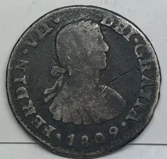 1809 Mexico Silver 1/2 Real Mexico City Ferdinand VII Pirate Treasure Coin