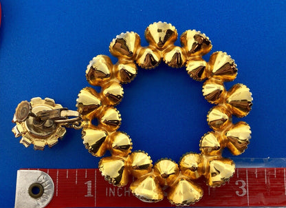 Extravagant Gold Tone Runway Rhinestone Statement Hoop Clip Glamour Earrings
