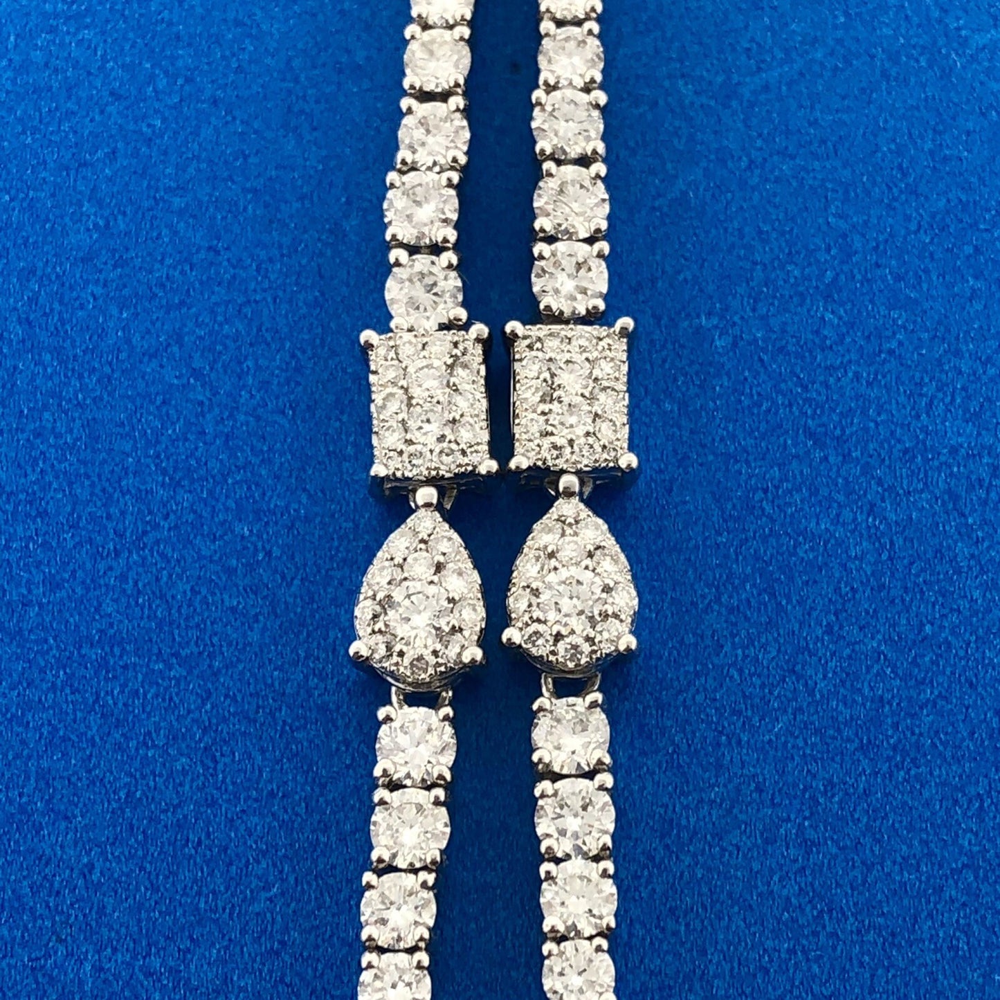 Designer 14K White Gold Multi-Cut Diamond Statement Waterfall Drop Necklace