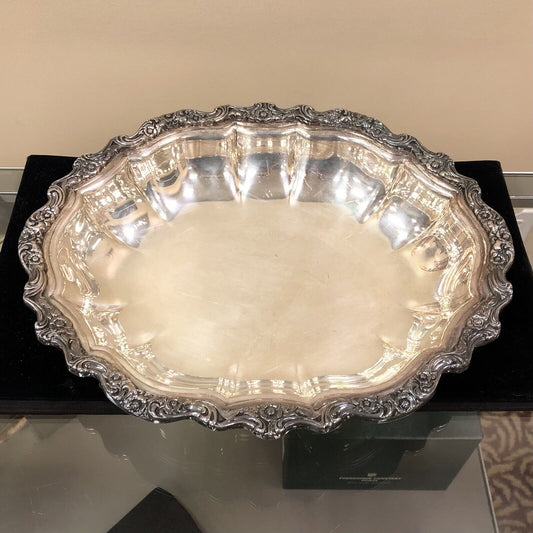 International Silver Co Silver Plate Countess Floral Scroll Oval Vegetable Bowl