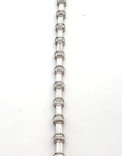 Designer 925 Sterling Silver Emerald Cut Cubic Zirconia Tennis Bracelet