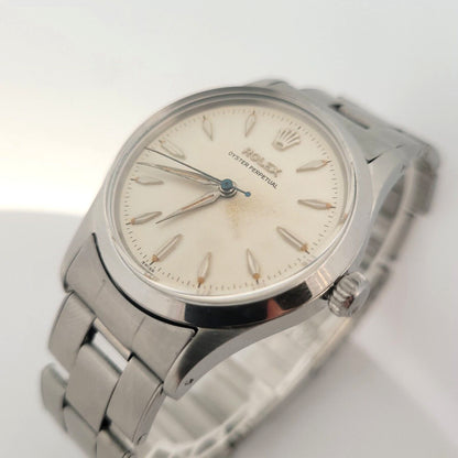 Vintage Rolex Oyster Perpetual 34mm White Dial Silver Bracelet Men's 6532
