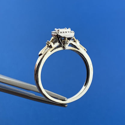 Designer Tri Color Sterling Silver 925 Pave Diamond Halo Engagement Ring