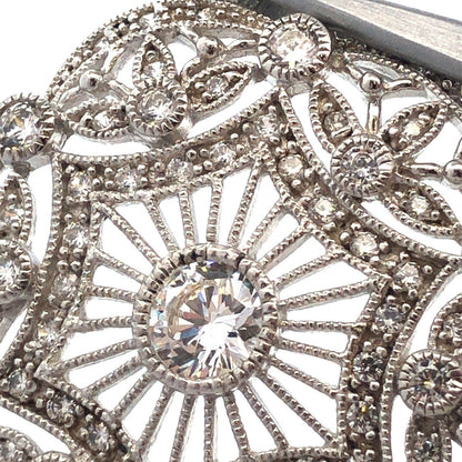 Joseph Esposito ESPO 925 Sterling Silver CZ Lacey Filigree Diamonique Pendant
