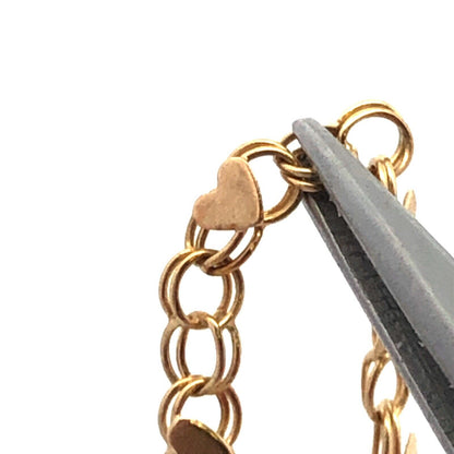 Designer OR 10K Yellow Gold Heart Chain Link Bracelet