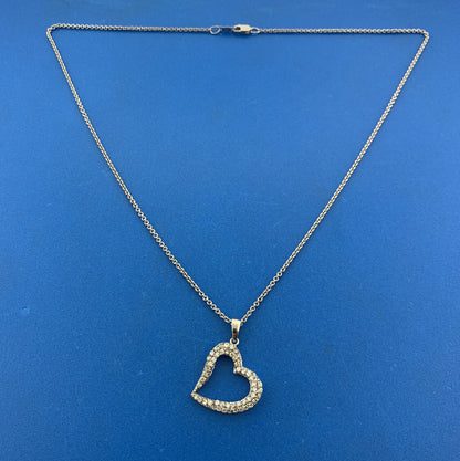 Designer 925 Sterling Silver Cubic Zirconia Modernist Heart Pendant Necklace