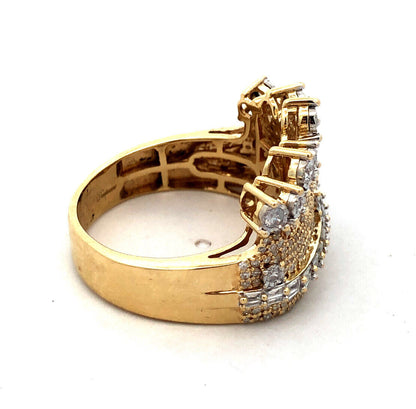 Designer Dadwani 10K Yellow Gold Diamond Pave Crown Statement Ring