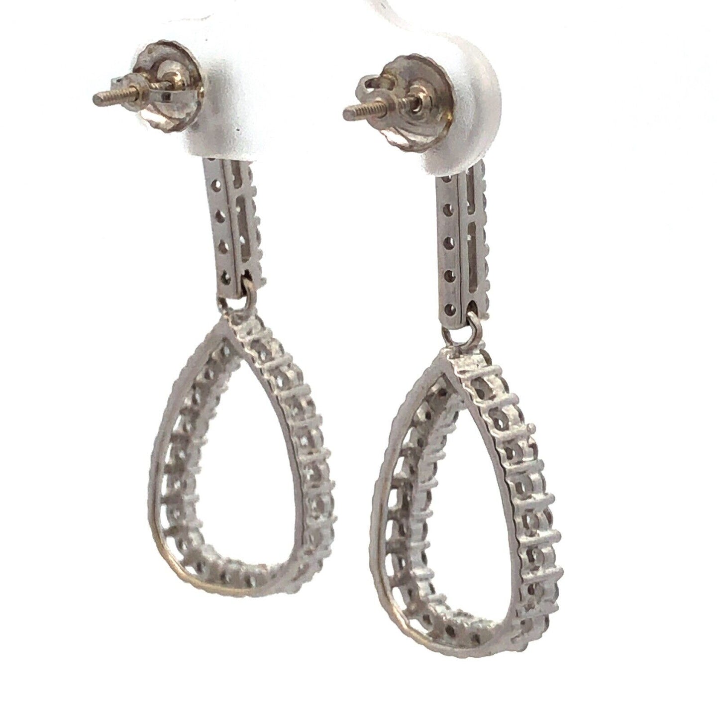 Designer 14K White Gold Diamond Sparkling Dangle Drop Stud Earrings