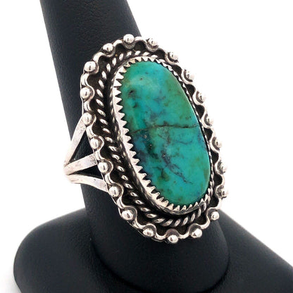 Vintage Native American Navajo Sterling Silver Turquoise Cabochon Statement Ring