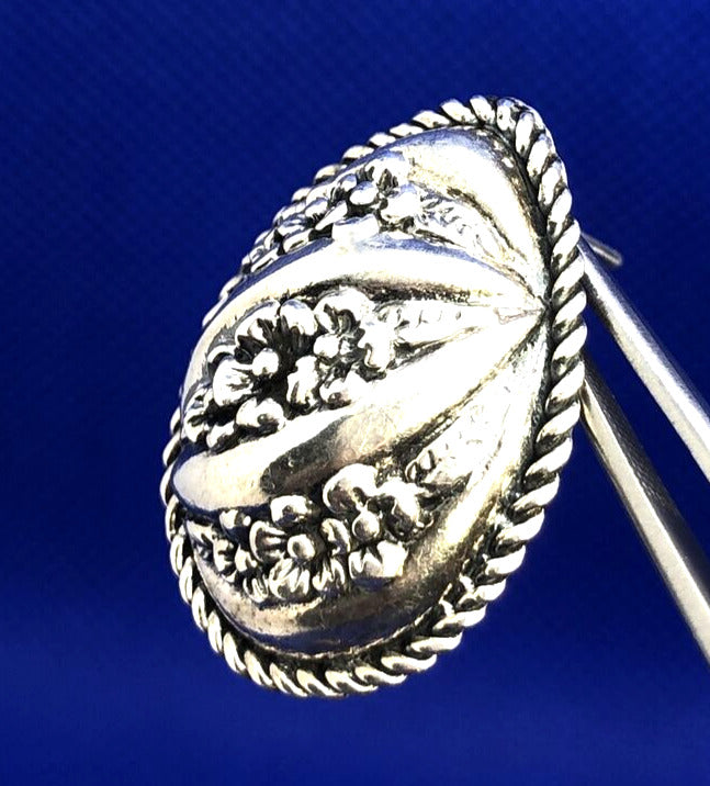 Taxco Mexico 925 Sterling Silver Chunky Teardrop Floral Stud Earrings