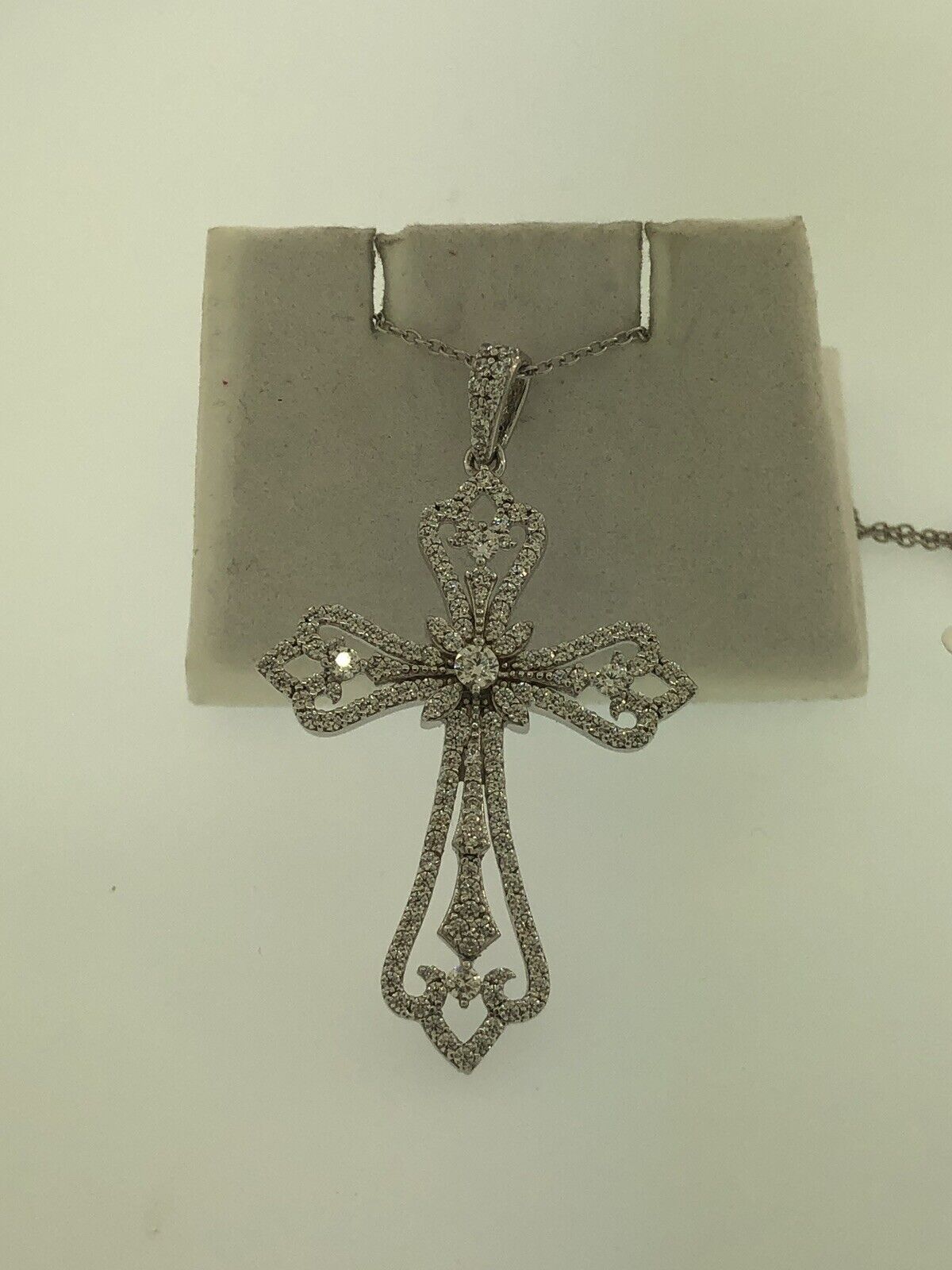 Jacmel Mauitius JCM Sterling Silver 925 Cubic Zirconia Statement Cross Necklace