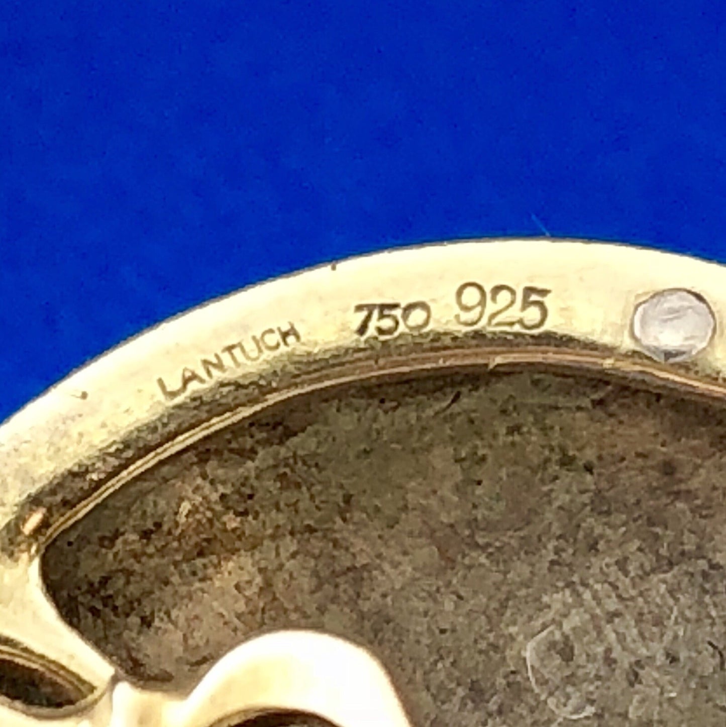 Signed Paul Lantuch 18K Yellow Gold 925 Sterling Silver Mask Disc Earrings