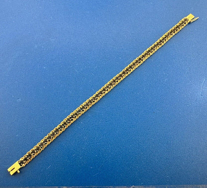 Designer PAT 14K Yellow Gold Round Blue Sapphire 7" Tennis Bracelet