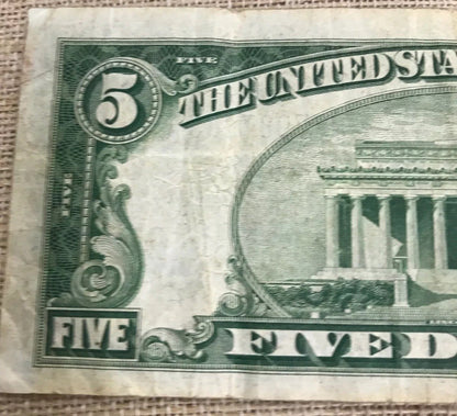 1934 C $5 United States Silver Certificate Julian/Snyder Fr. 1653