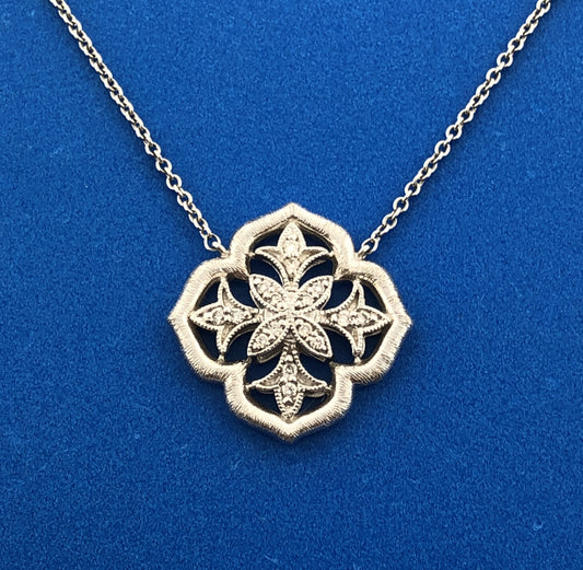 Gabriel & Co 925 Sterling Silver Diamond 3 Dimensional Snowflake Flower Necklace