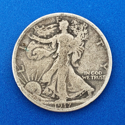 1917 S Reverse Silver Walking Liberty Half Dollar 50c Better Key San Fran Coin