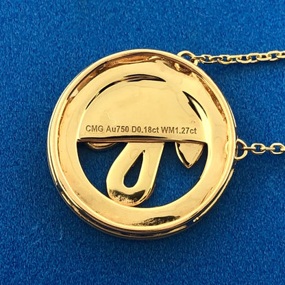 Designer CMG 18K Rose Gold Diamond Mother Of Pearl Snake Disc Pendant Necklace