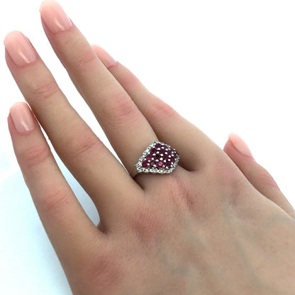 Designer TGGC 925 Sterling Silver Pink Tourmaline White Topaz Cluster Ring