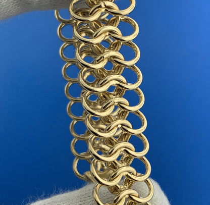 Designer LIRM Turkey 925 Sterling Silver Vermeil Triple Loop Modernist Bracelet