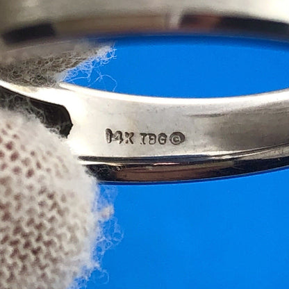 Men's 14K White Gold Diamond Solitaire Brushed Polished Incused Wedding Band