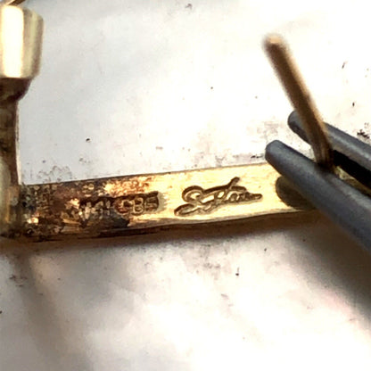 Designer 14K Yellow Gold Mabe Pearl Round Statement Dome Stud Earrings