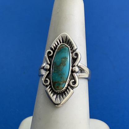 Estate Bell Trading Post 925 Sterling Silver Turquoise Native American Ring