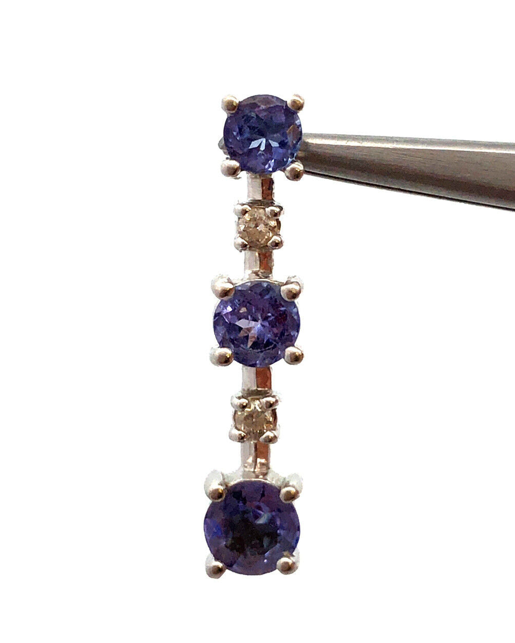 Keepsake THL 14K White Gold Tanzanite Diamond Eternity Bar Pendant