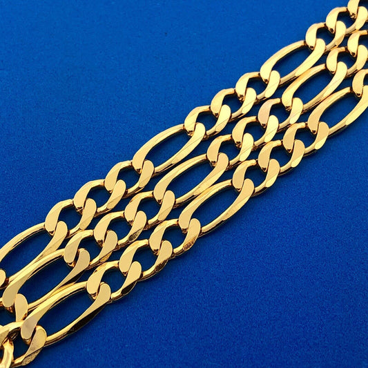 Milor Italy 925 Sterling Silver Vermeil Gold Tone Unisex Figaro Link Necklace