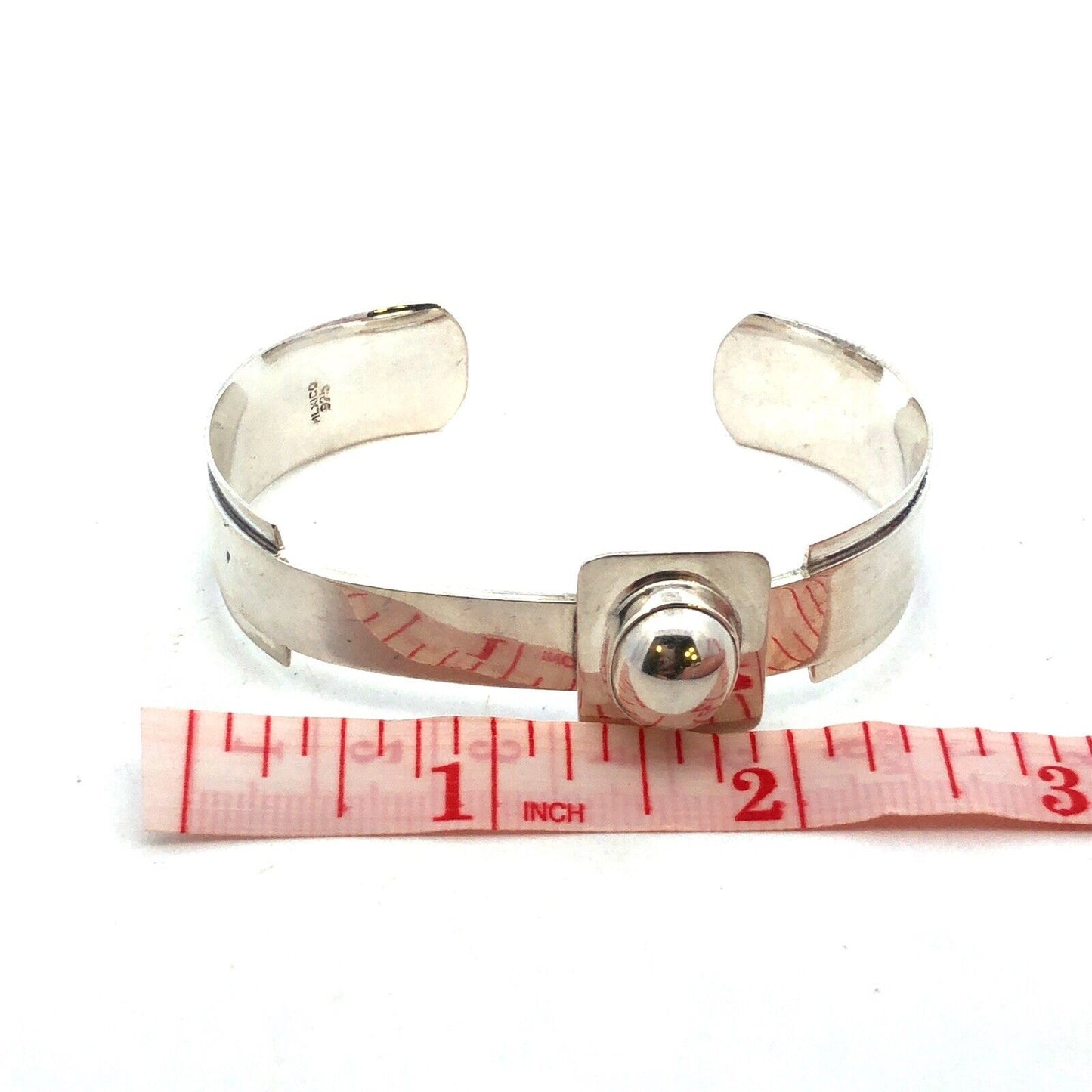 Vintage Mexico 925 Sterling Silver Modernist Open Back Cuff Bracelet