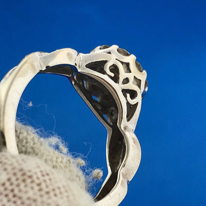 14K White Gold Natural Diamond Solitaire Halo Accent Engagement Anniversary Ring