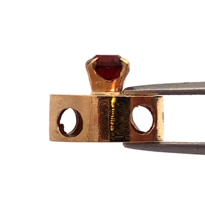 Vintage 10K Yellow Gold Round Garnet Oval Slide Bracelet Charm