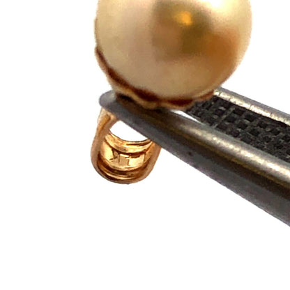 Designer 14K Yellow Gold Round Pearl Solitaire Charm Pendant