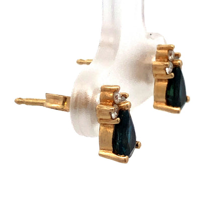 Designer 14K Yellow Gold London Blue Topaz Diamond Accented Stud Earrings
