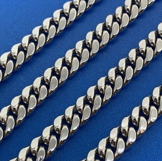 Designer ALI 10K White Gold Miami Cuban Link Unisex Chain Necklace